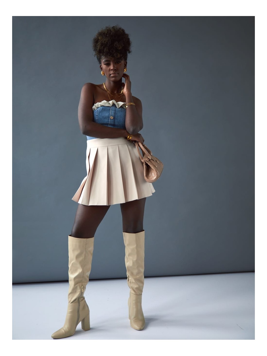 Pleated skirt and shorts, light beige SF10 - Online store - Boutique